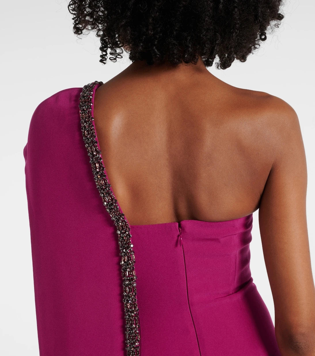 Roland Mouret - Caped embellished satin crêpe gown