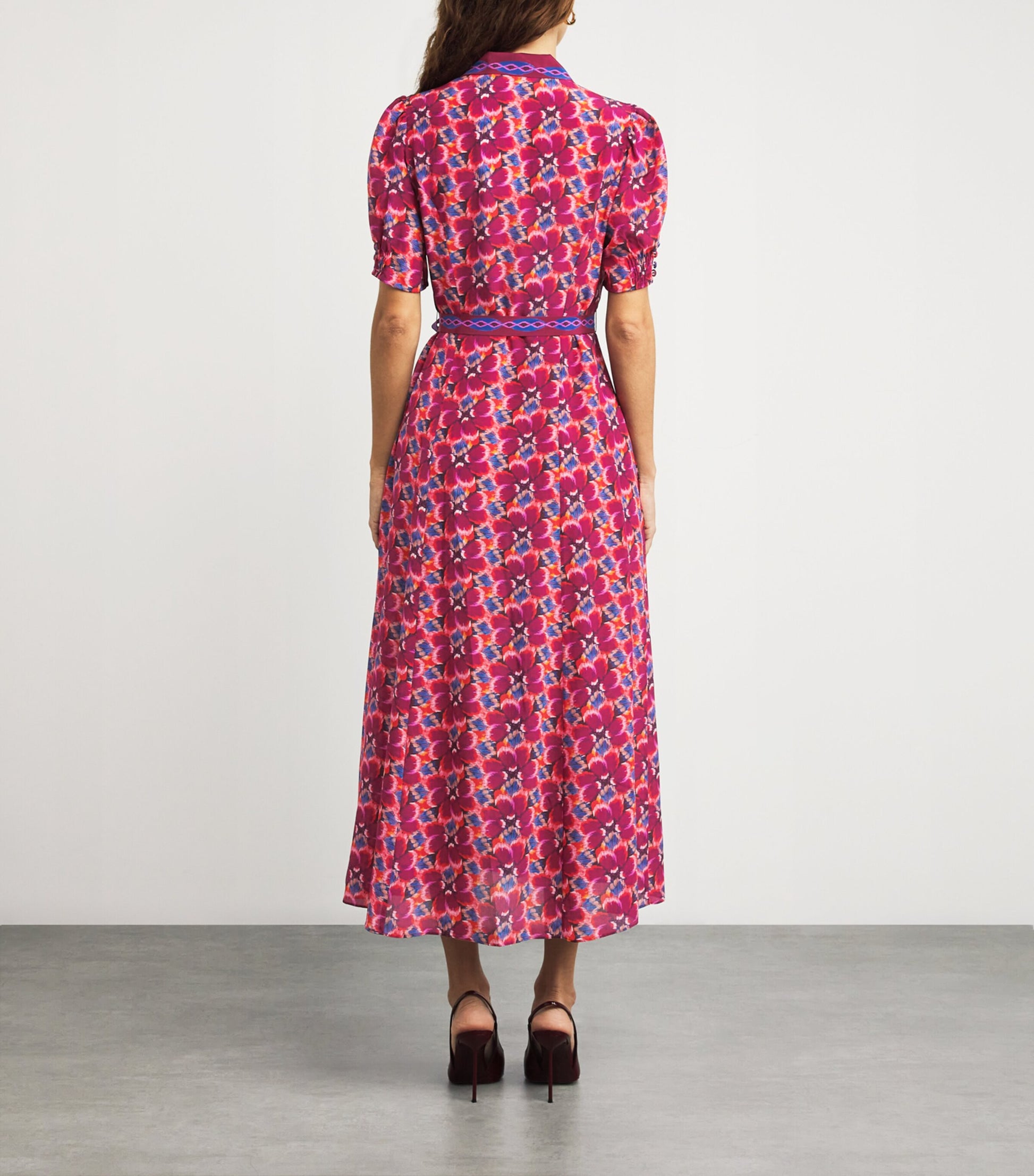 Saloni Silk Floral Vanessa D Midi Dress