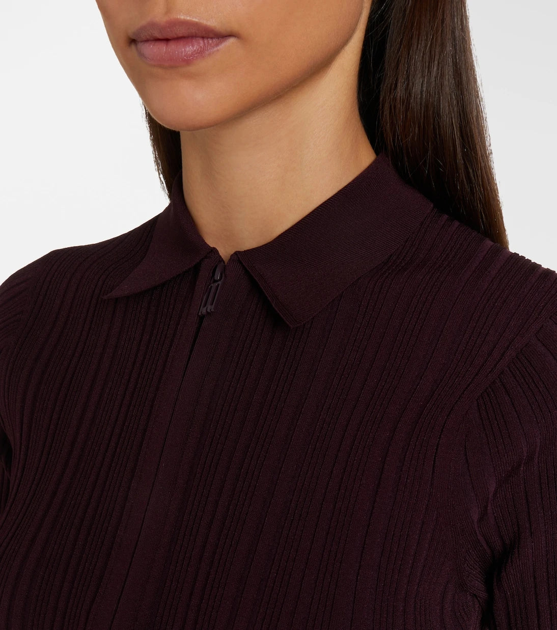 Victoria Beckham - Ribbed-knit zip-up top
