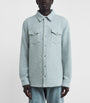 Blue Cashmere Waffle-Knit Overshirt