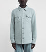 Blue Cashmere Waffle-Knit Overshirt
