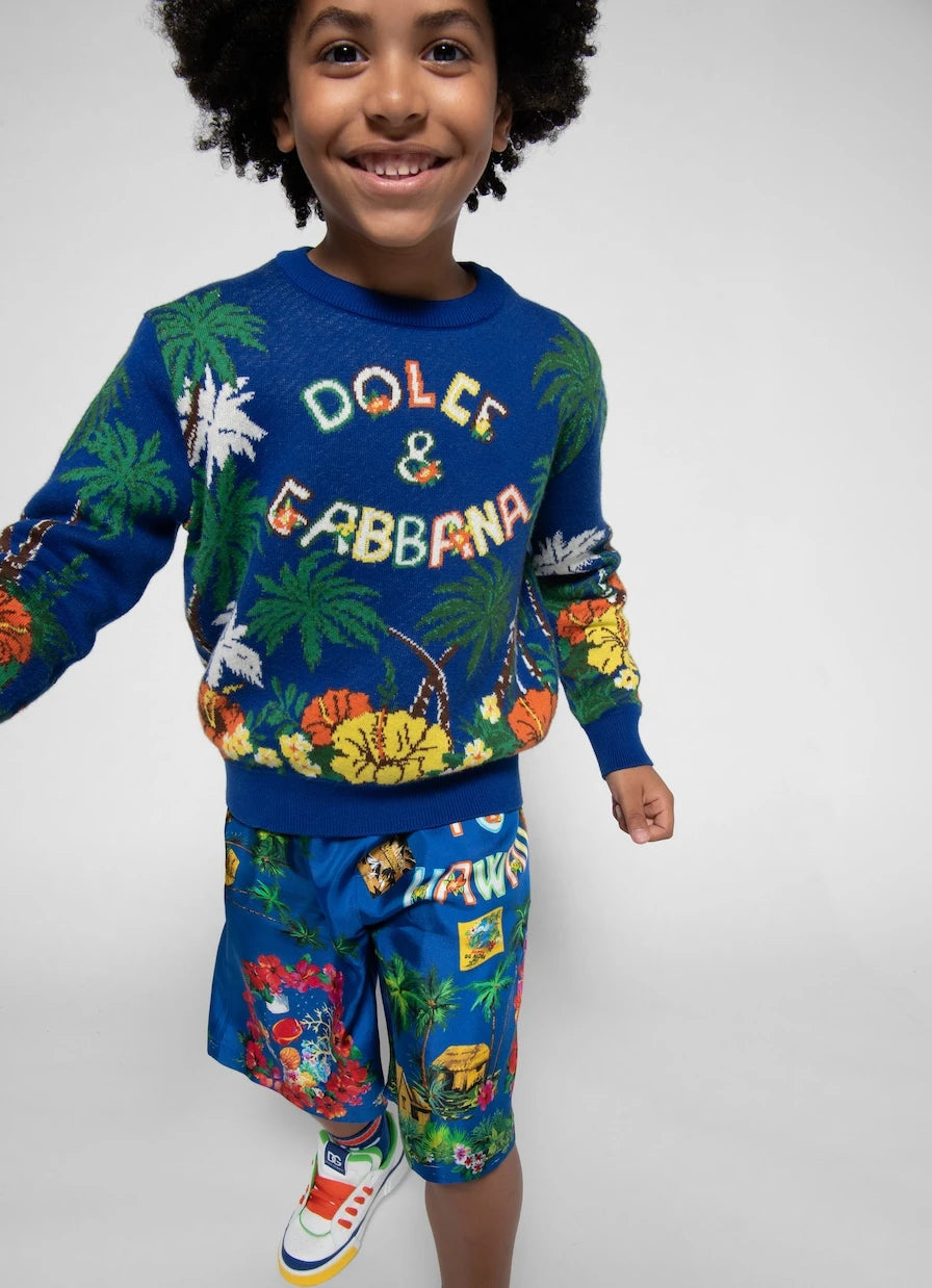 Dolce&Gabbana Kids - شورت برمودا حريري مطبوع