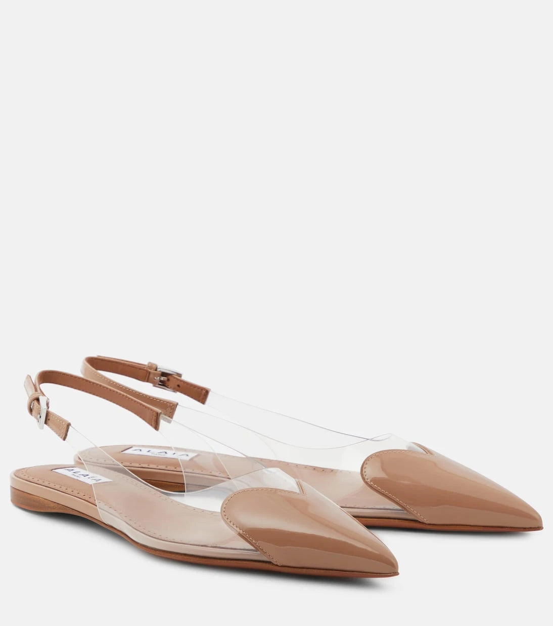 Alaïa - Le Cœur patent leather and PU slingback flats