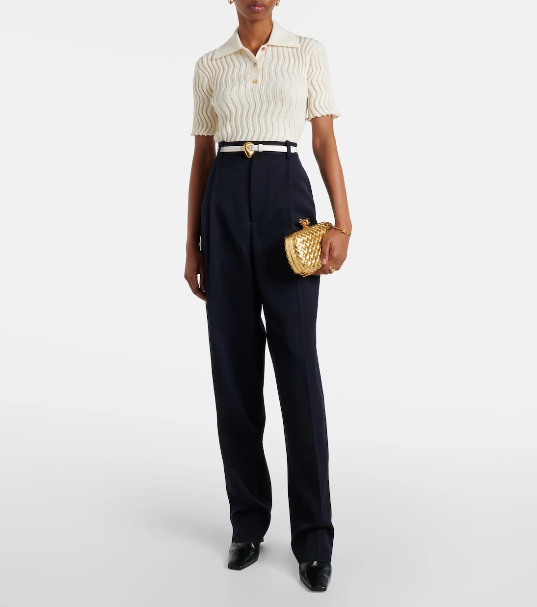 Bottega Veneta - Knot Intreccio metallic leather clutch