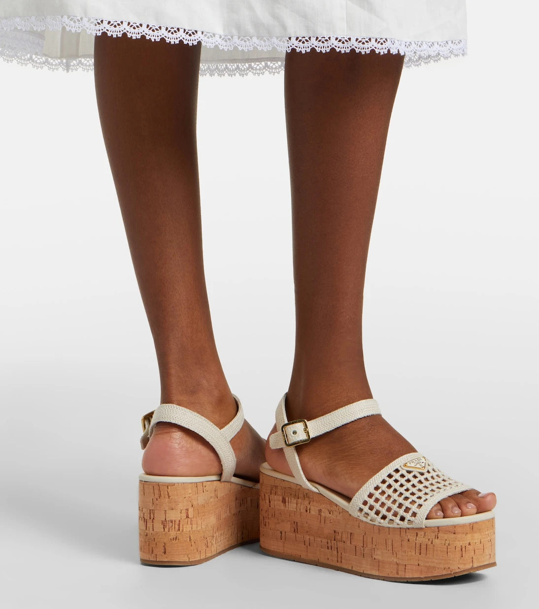 Prada - Crochet platform sandals
