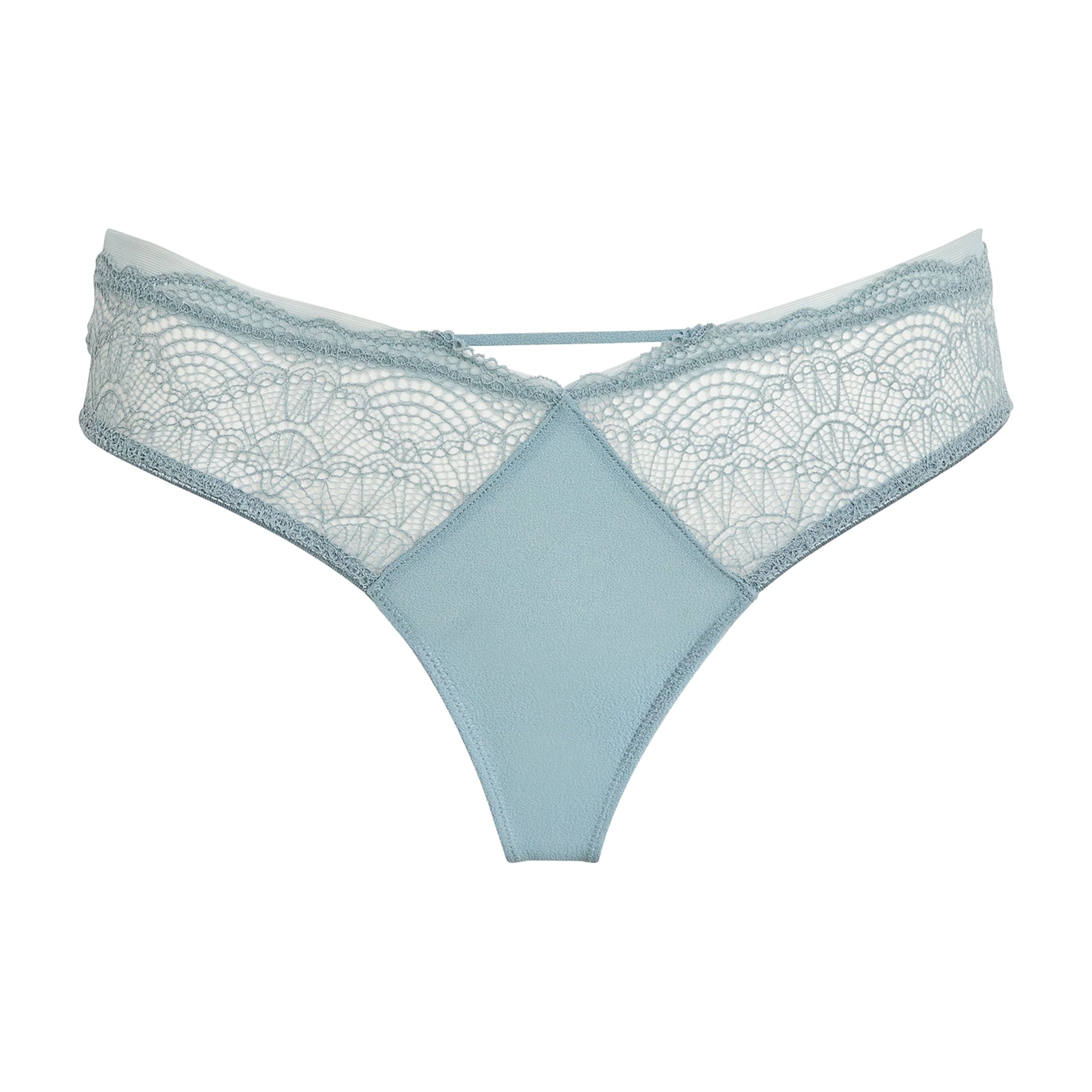 Calvin Klein Grey Satin-Lace Thong