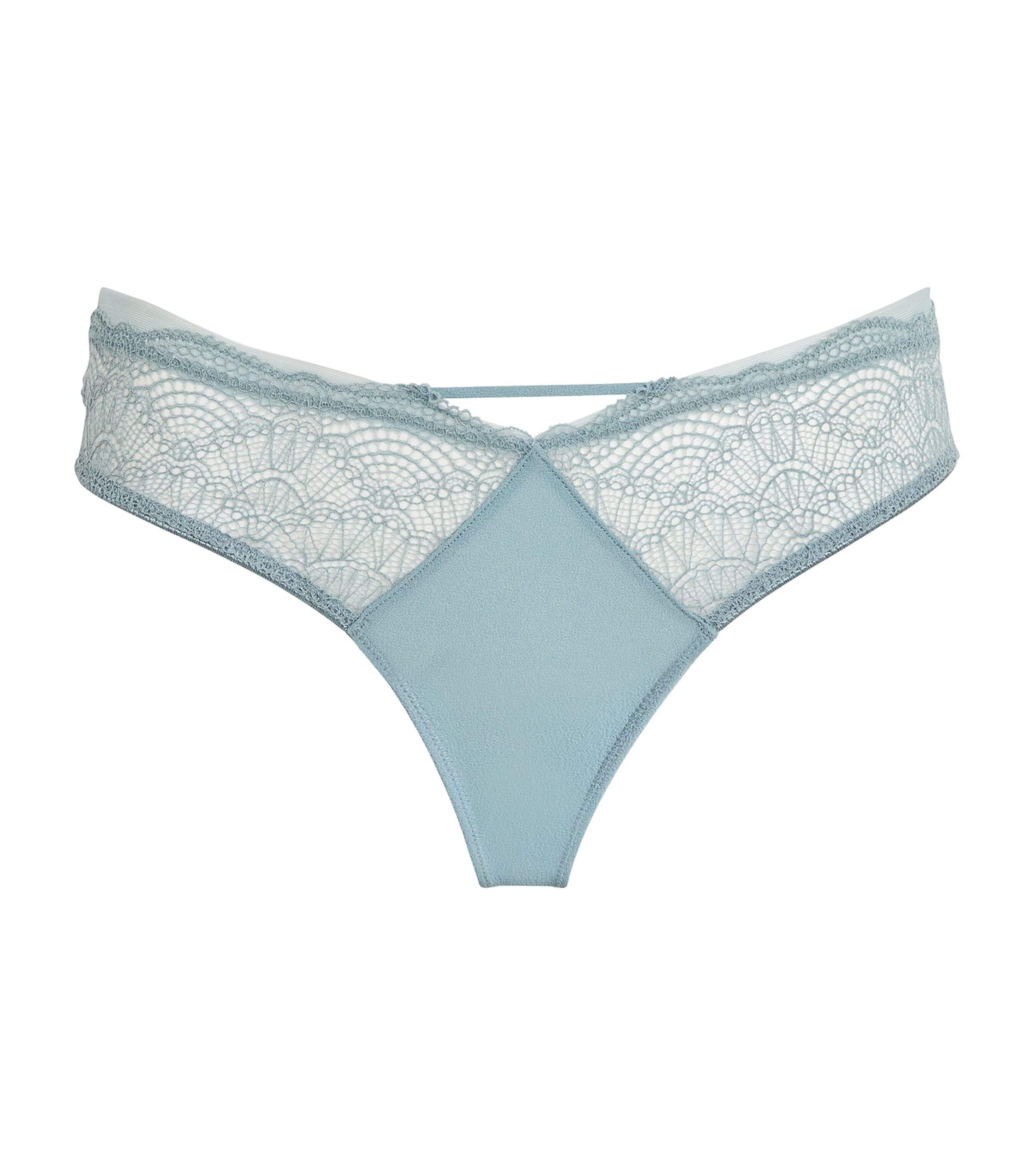 Calvin Klein Grey Satin-Lace Thong