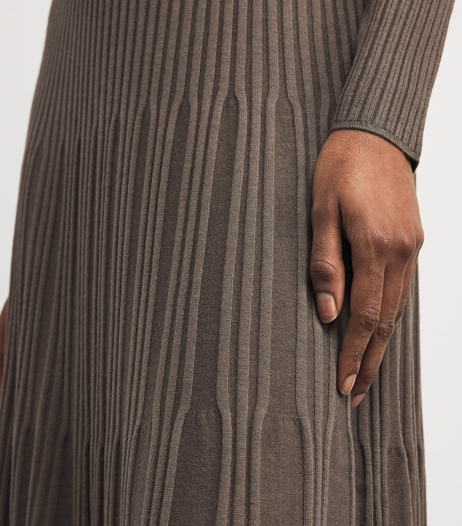 Brown Wool Ribbed Skirt