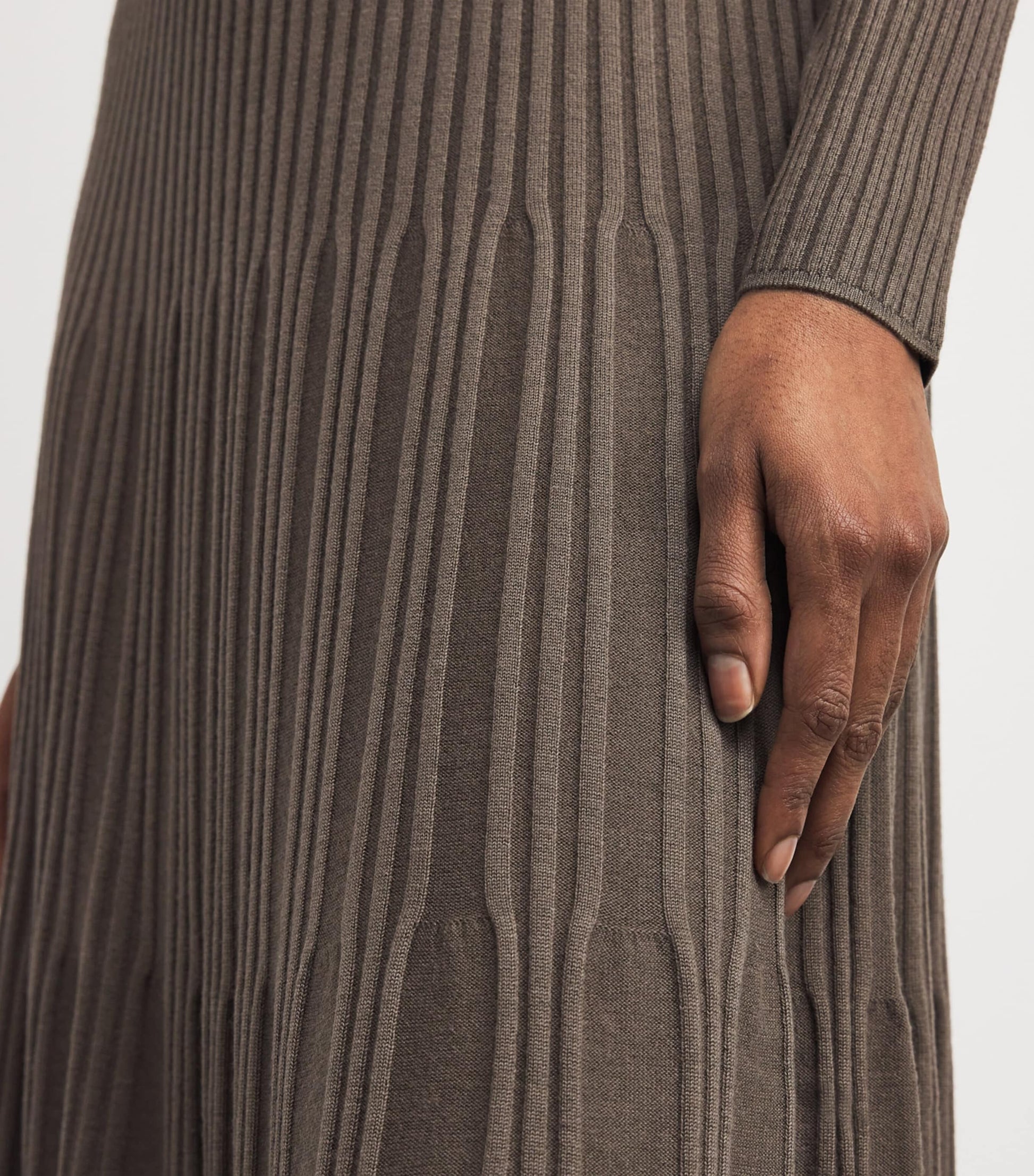 Joseph Brown Wool Ribbed Skirt