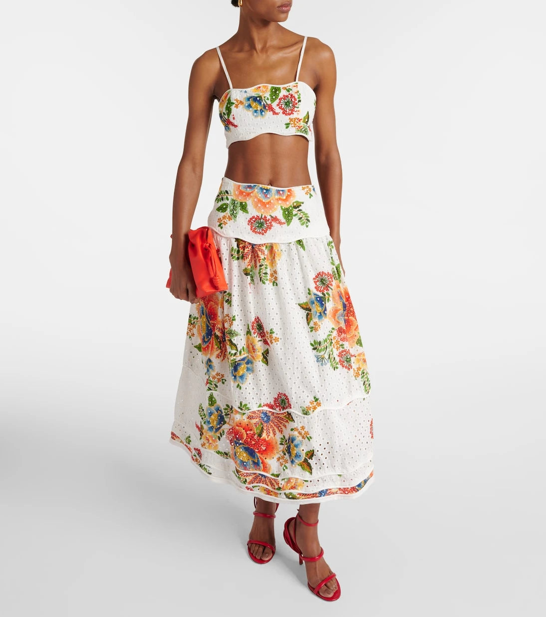 Farm Rio - Delicate Garden floral cotton crop top
