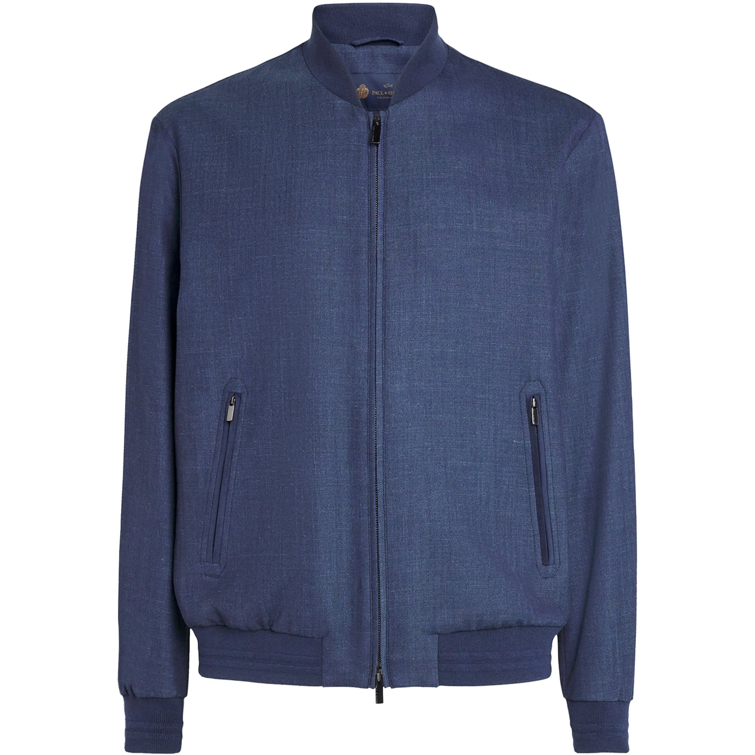 Paul & Shark Navy Wool-Silk-Linen-Blend Bomber Jacket