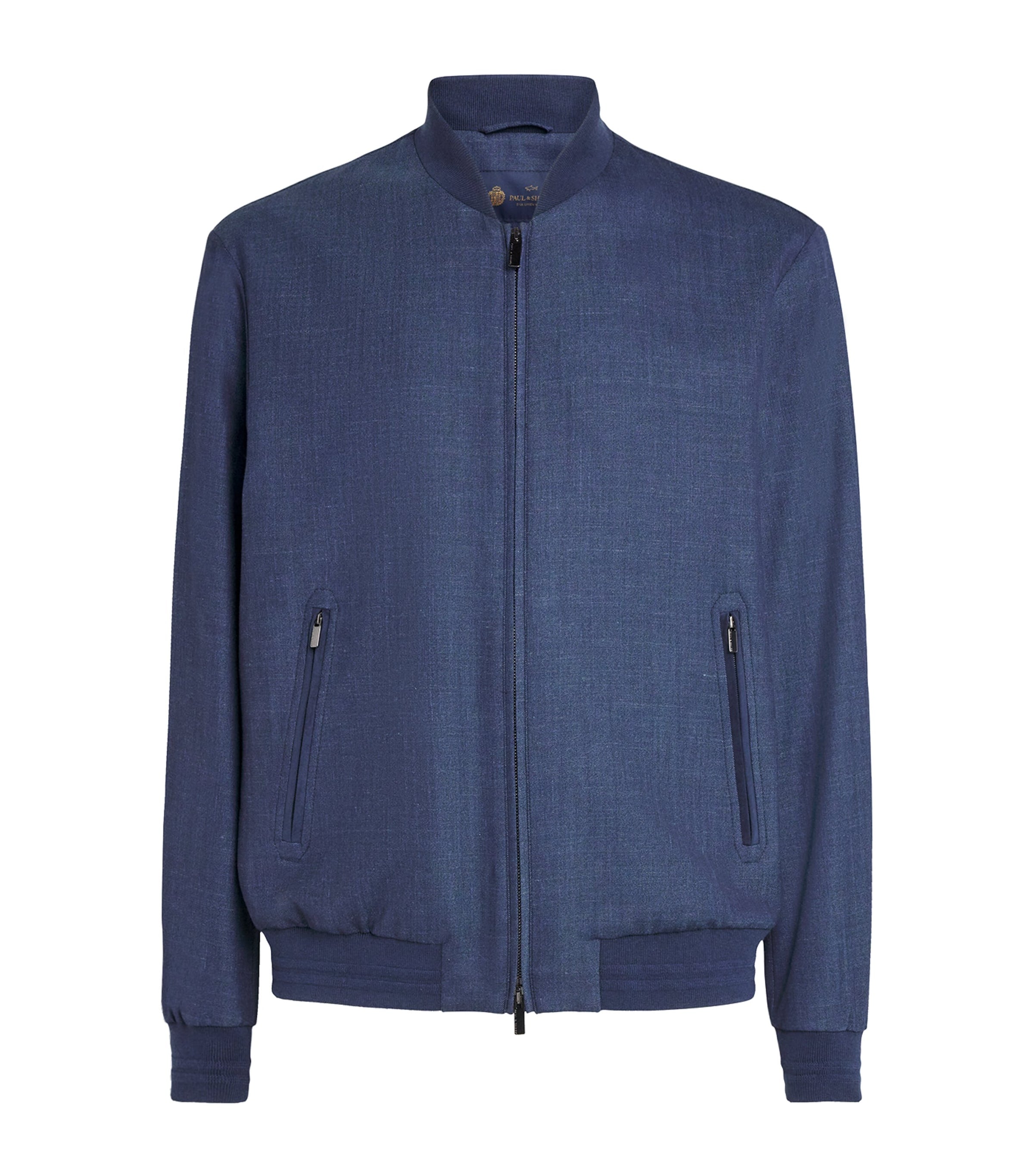 Paul & Shark Navy Wool-Silk-Linen-Blend Bomber Jacket