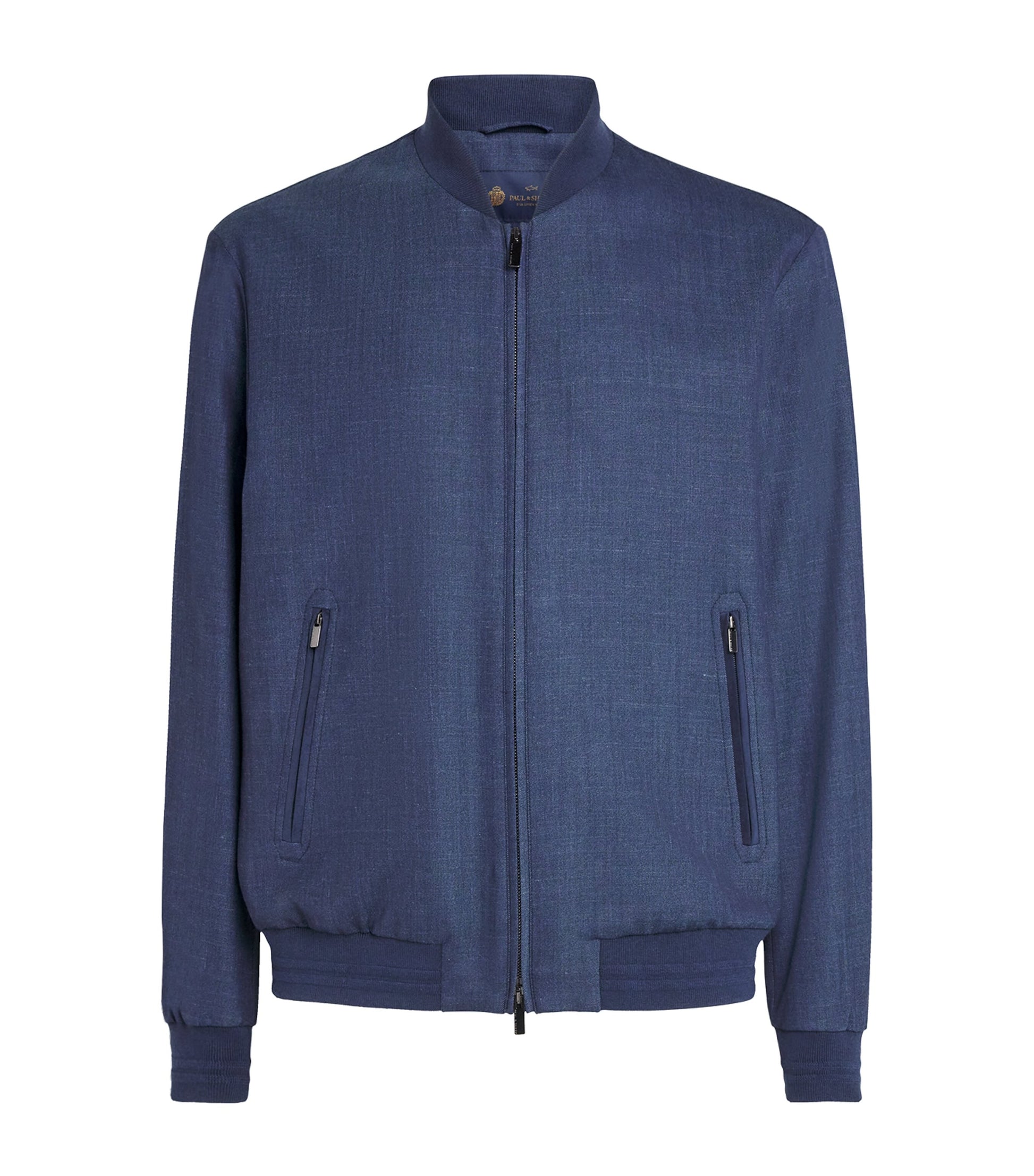 Paul & Shark Navy Wool-Silk-Linen-Blend Bomber Jacket