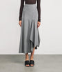 Fabiana Filippi Grey Wool-Blend Asymmetric Midi Skirt