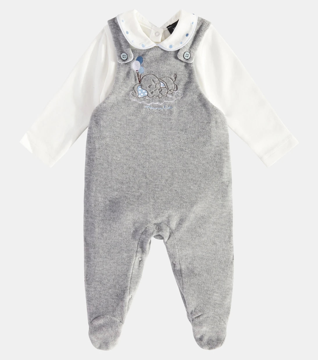 Monnalisa - Baby cotton bodysuit and overall set