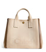 Beige Medium Canvas Carry Tote Bag