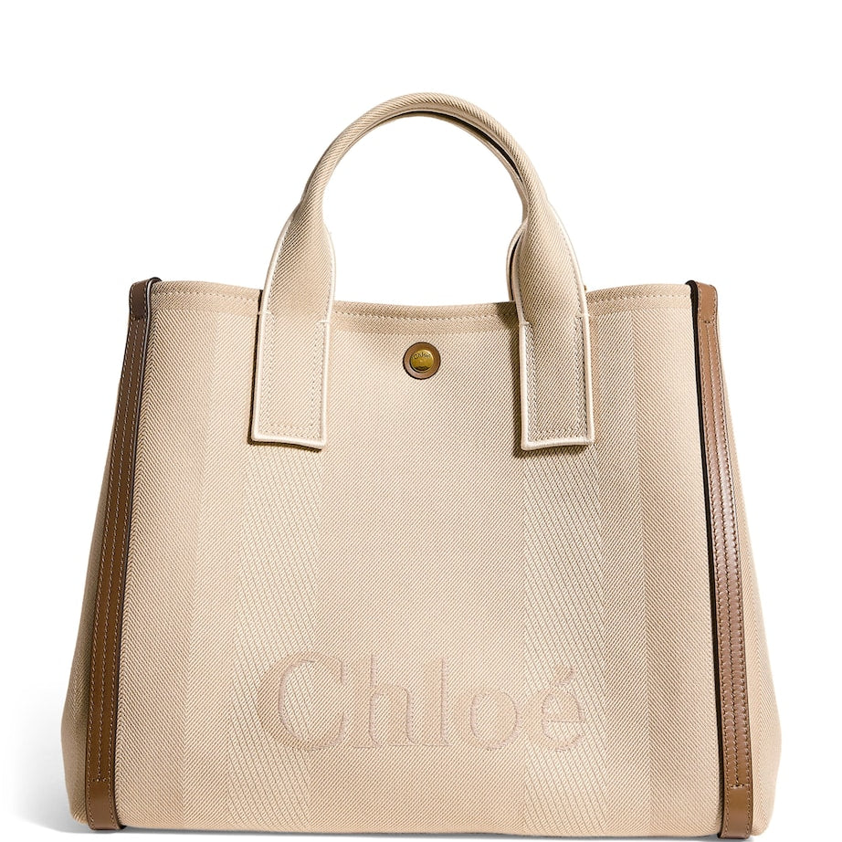 Beige Medium Canvas Carry Tote Bag