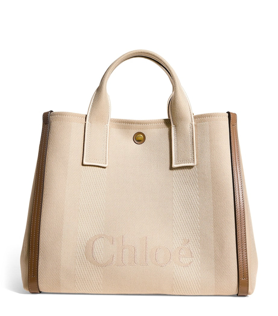 Beige Medium Canvas Carry Tote Bag