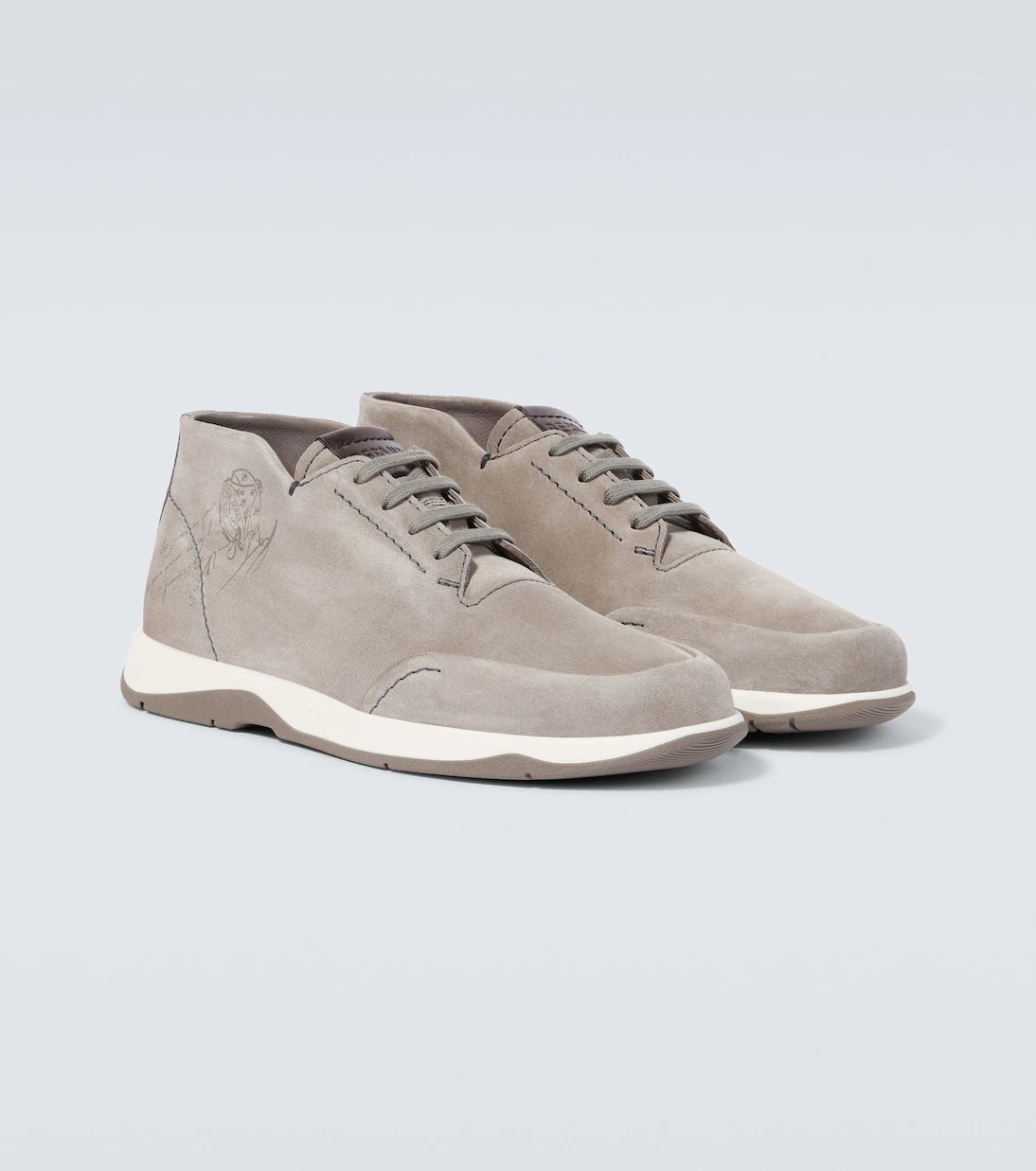Berluti - Echappée Scritto Mid Top suede Derby shoes