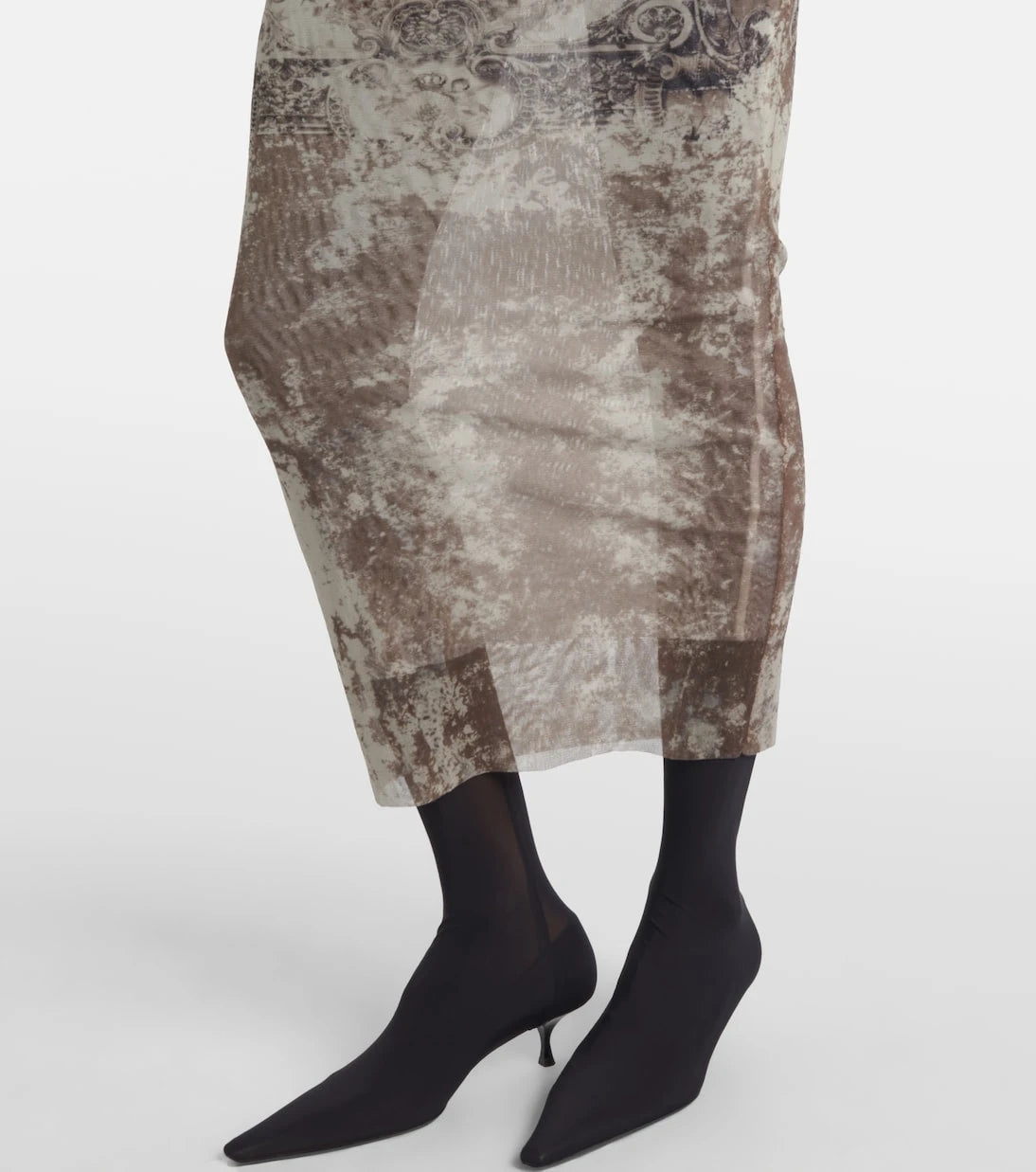 Jean Paul Gaultier - Médallion printed mesh midi skirt