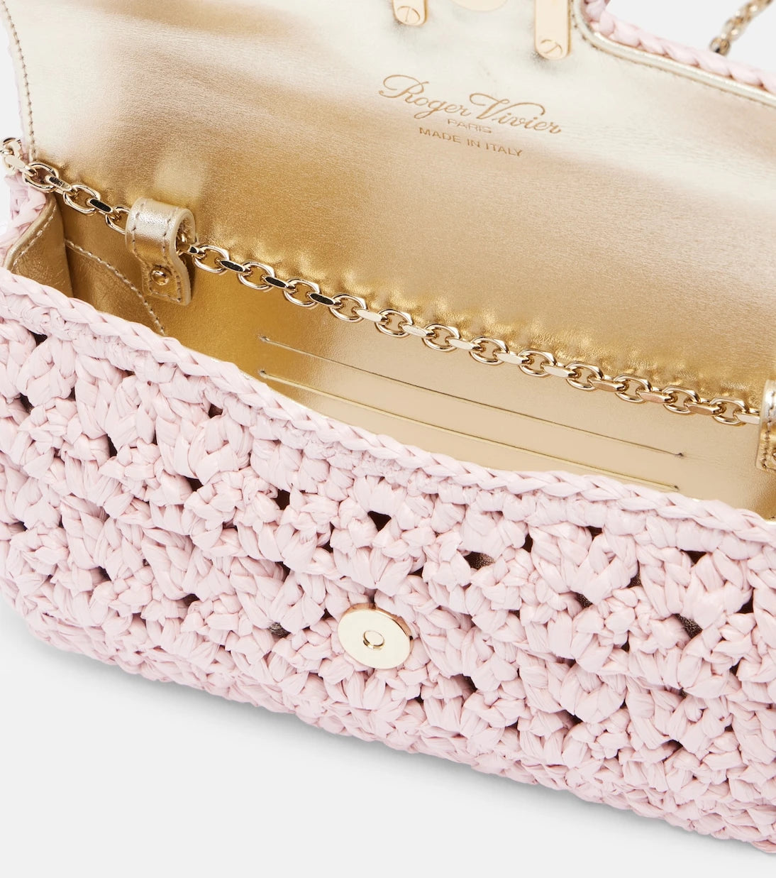 Roger Vivier - حقيبة يد "جو دو فيل" من الرافيا المزدانة بالزخارف