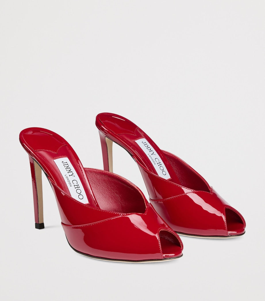 Jimmy Choo Red Brigitte 100 Patent Leather Mules