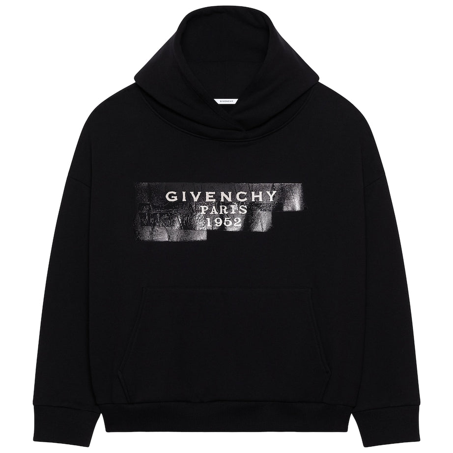 Givenchy Black Cotton Tape Logo Hoodie