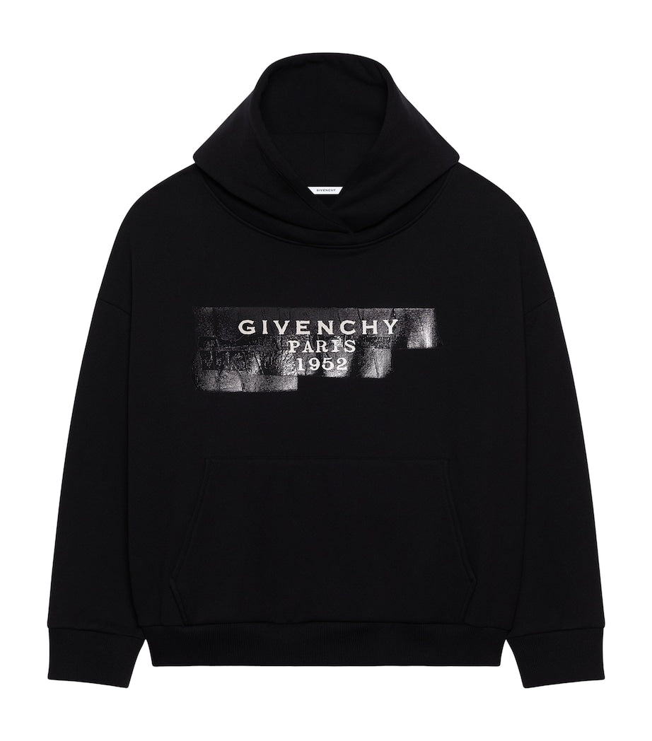 Givenchy Black Cotton Tape Logo Hoodie