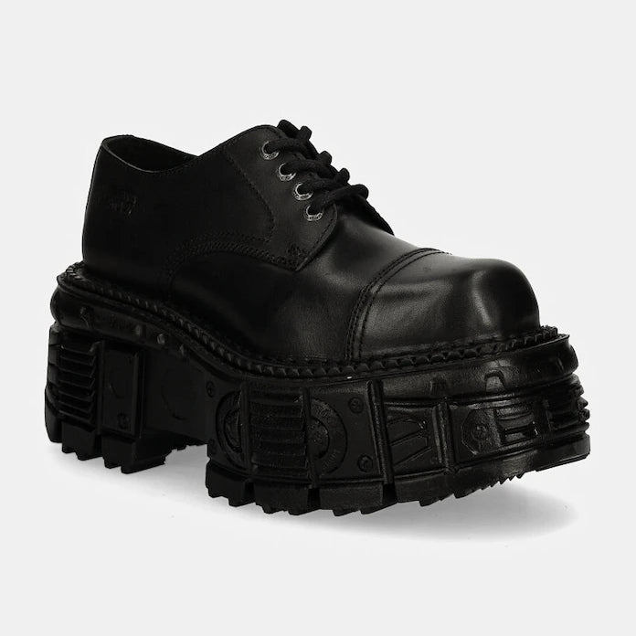 New Rock CRUST NEGRO + TANK NEGRO Deri Ayakkabı Yarım Bot