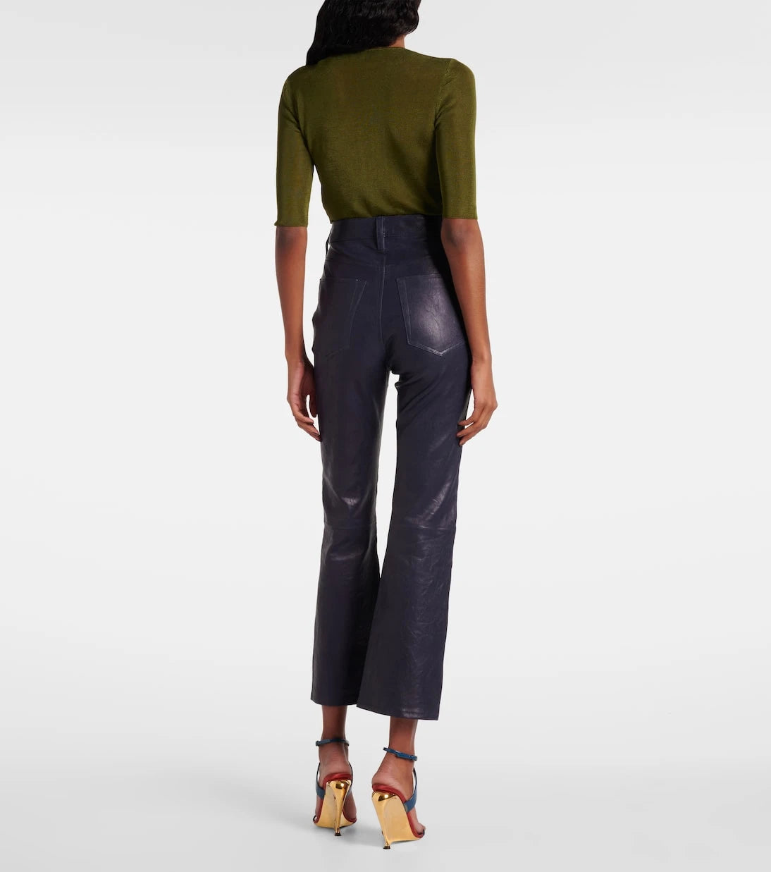 Frame - Reboot Crop leather bootcut pants