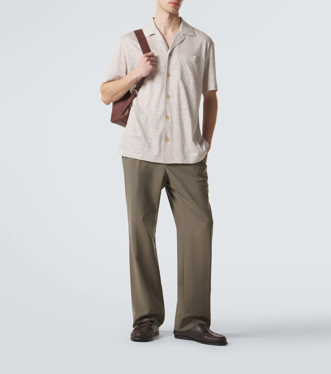 Brioni - قميص مخطط من الكتان والقطن