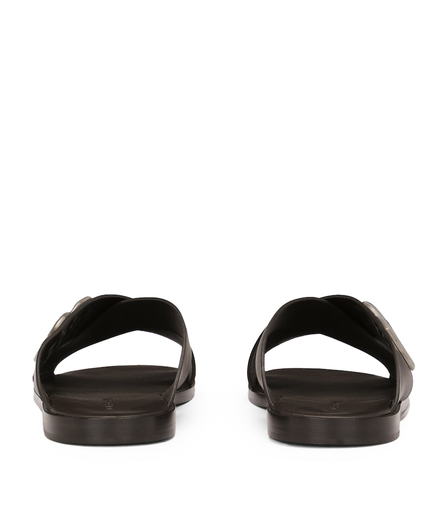 Dolce & Gabbana Leather Logo Crossover Sandals