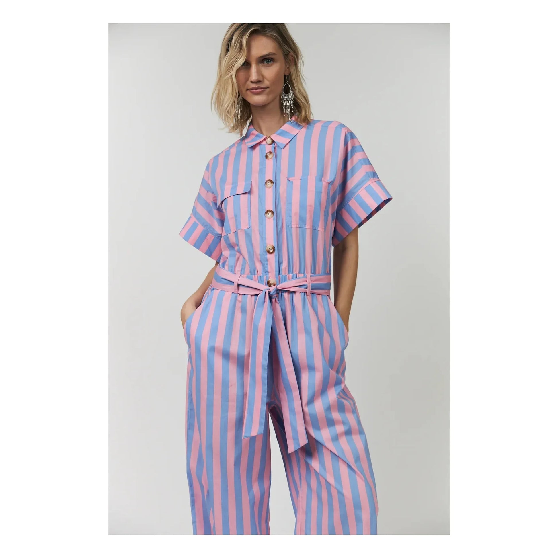Lollys Laundry - Mathilde Cotton stripes jumpsuit | Pink