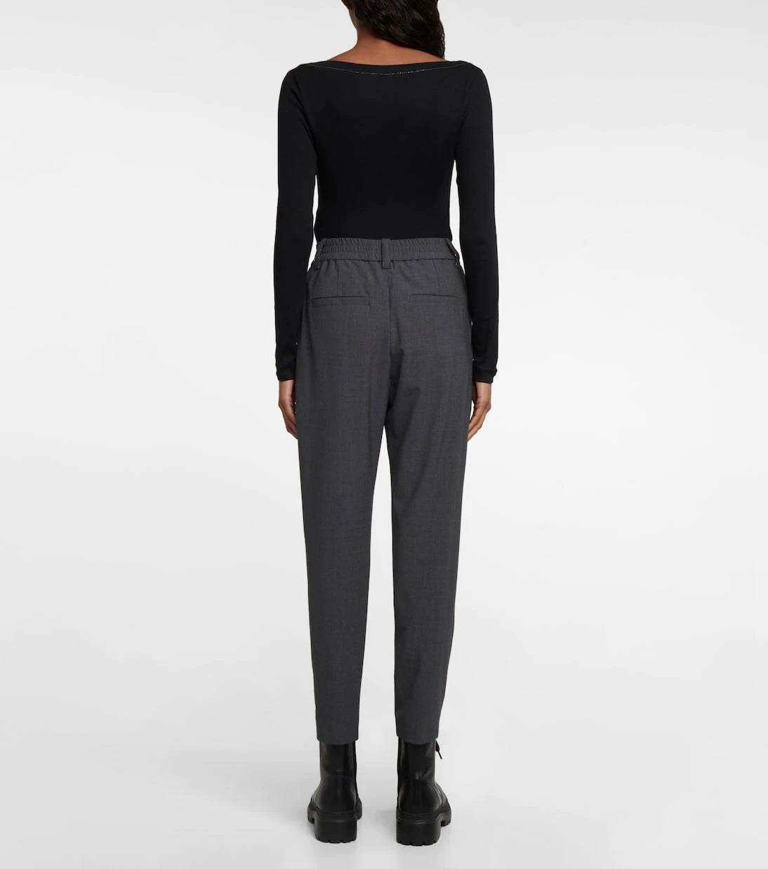 Brunello Cucinelli - High-rise tapered wool-blend pants