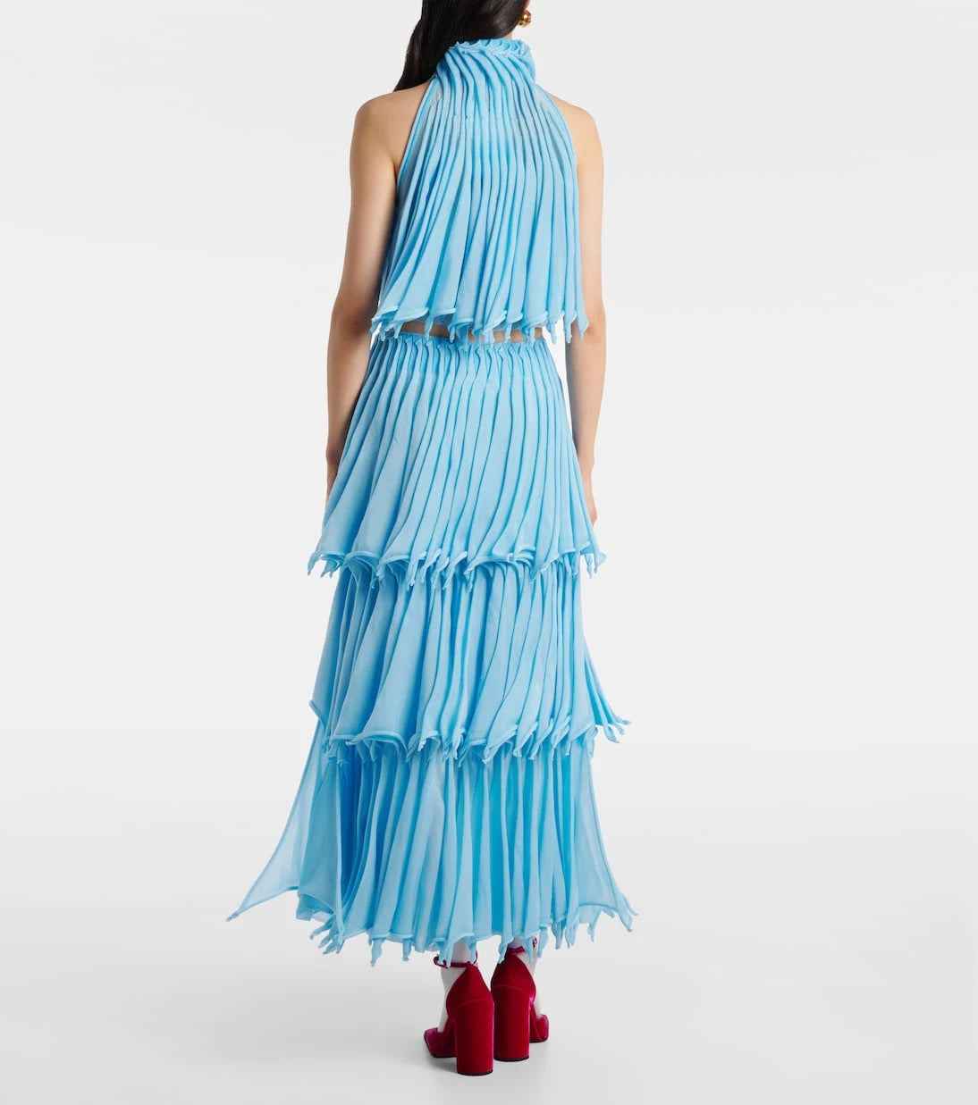 Alaïa - Pleated tiered maxi skirt