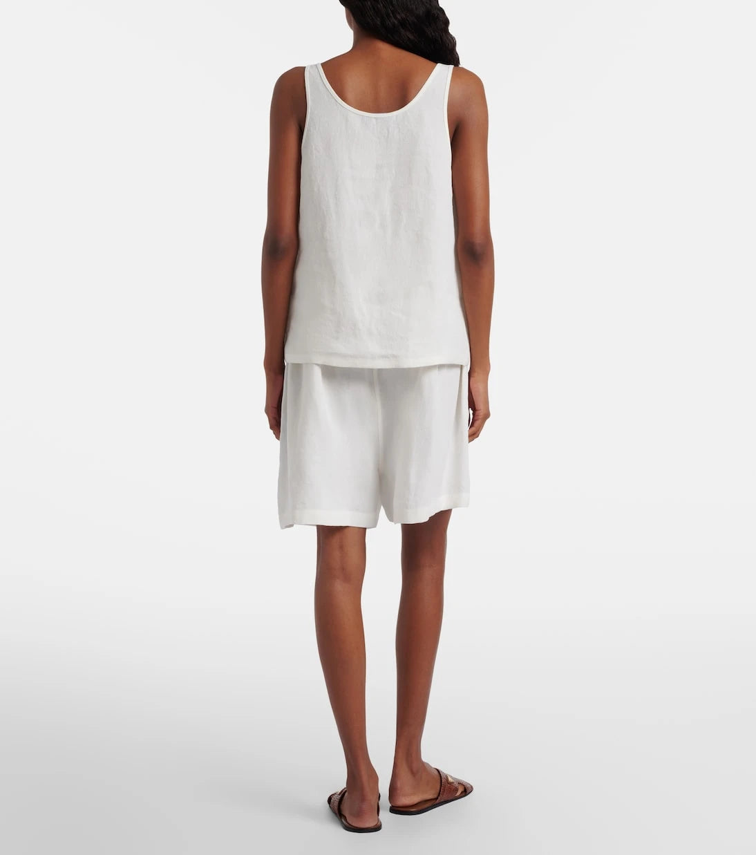 Prada - Embroidered linen shorts