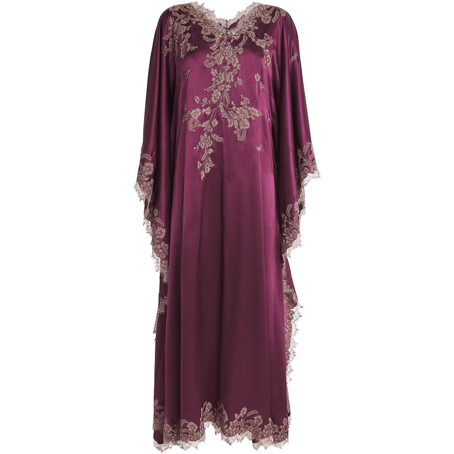 TORLOWEI Purple Silk Lace Tokoni Kaftan