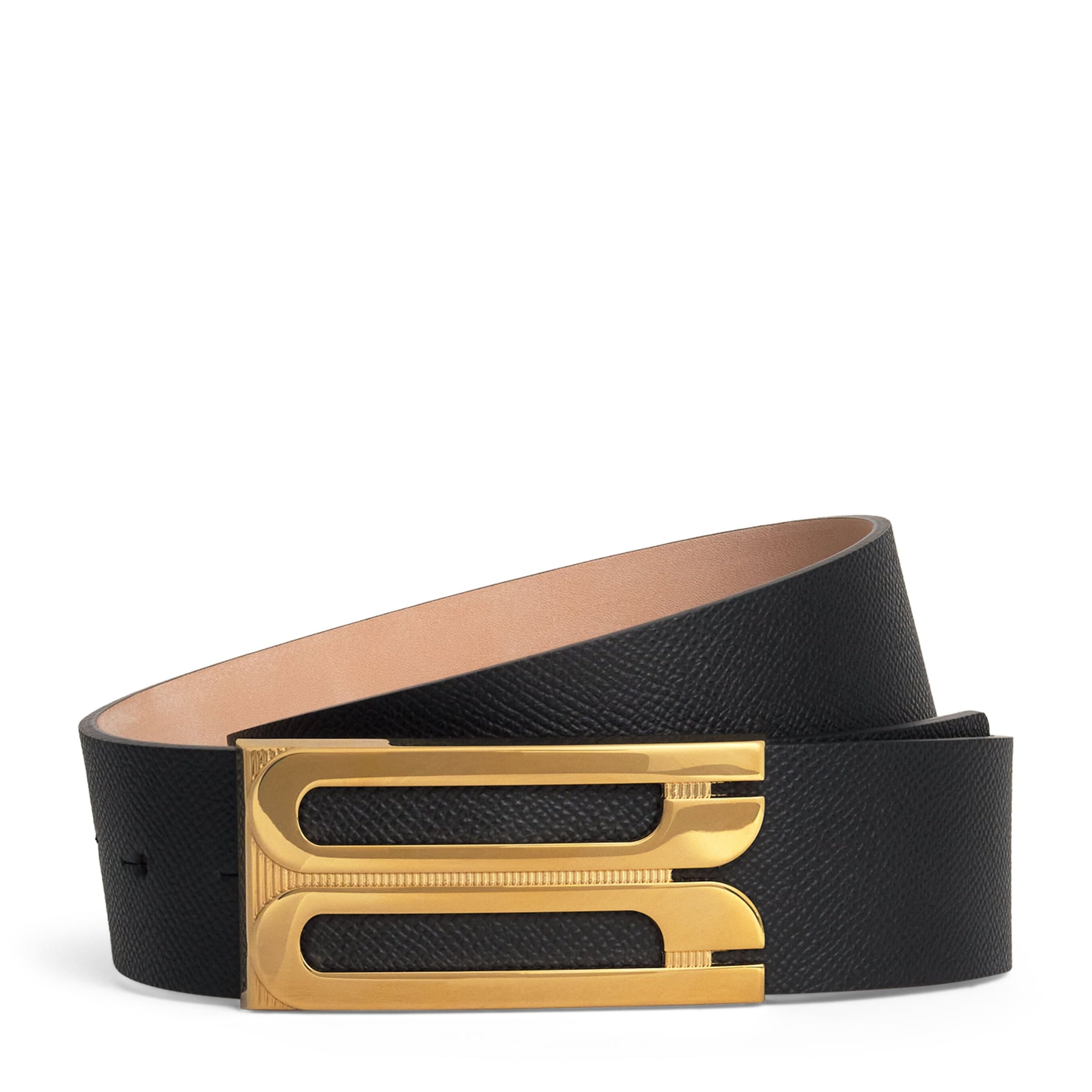 Victoria Beckham Grained Leather Jumbo B-Buckle Belt