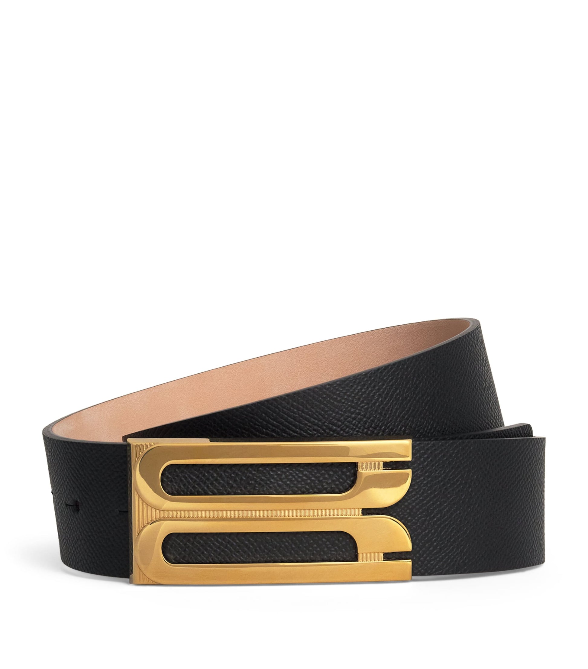 Victoria Beckham Grained Leather Jumbo B-Buckle Belt