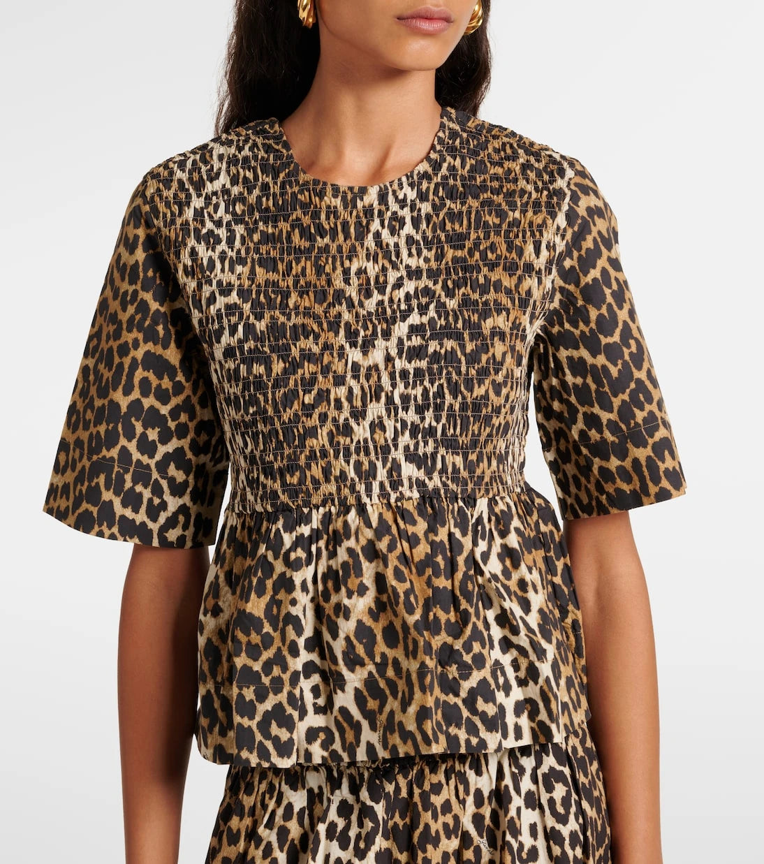 Ganni - Leopard-print cotton top