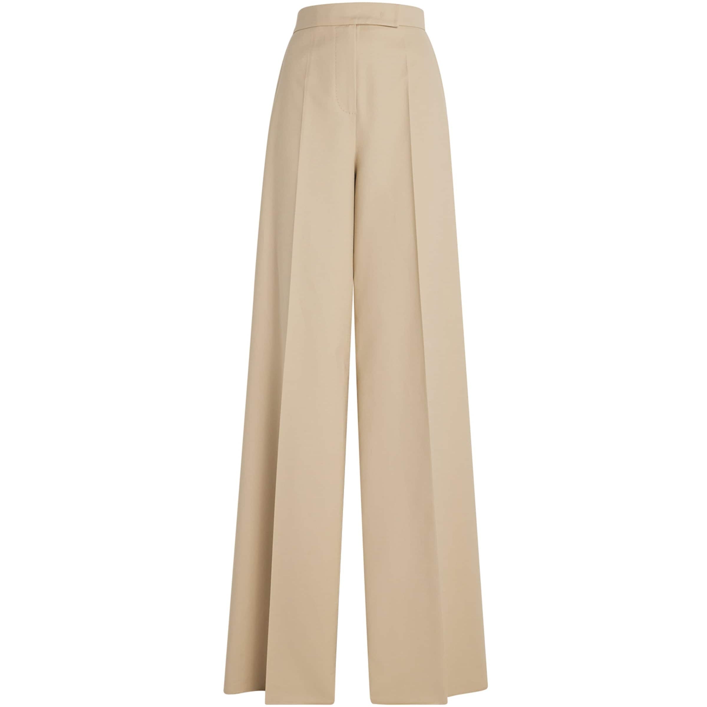 Max Mara Beige Stretch-Cotton Wide-Leg Trousers
