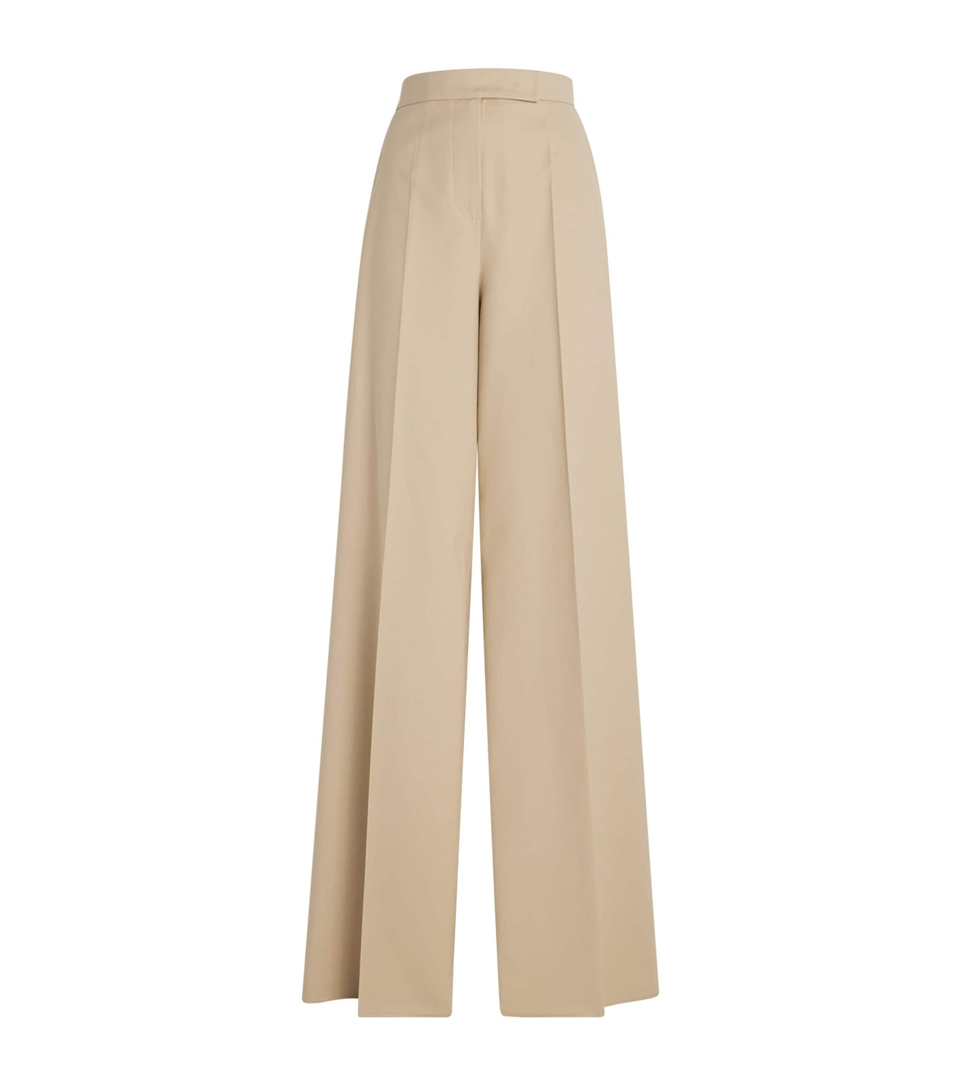 Max Mara Beige Stretch-Cotton Wide-Leg Trousers