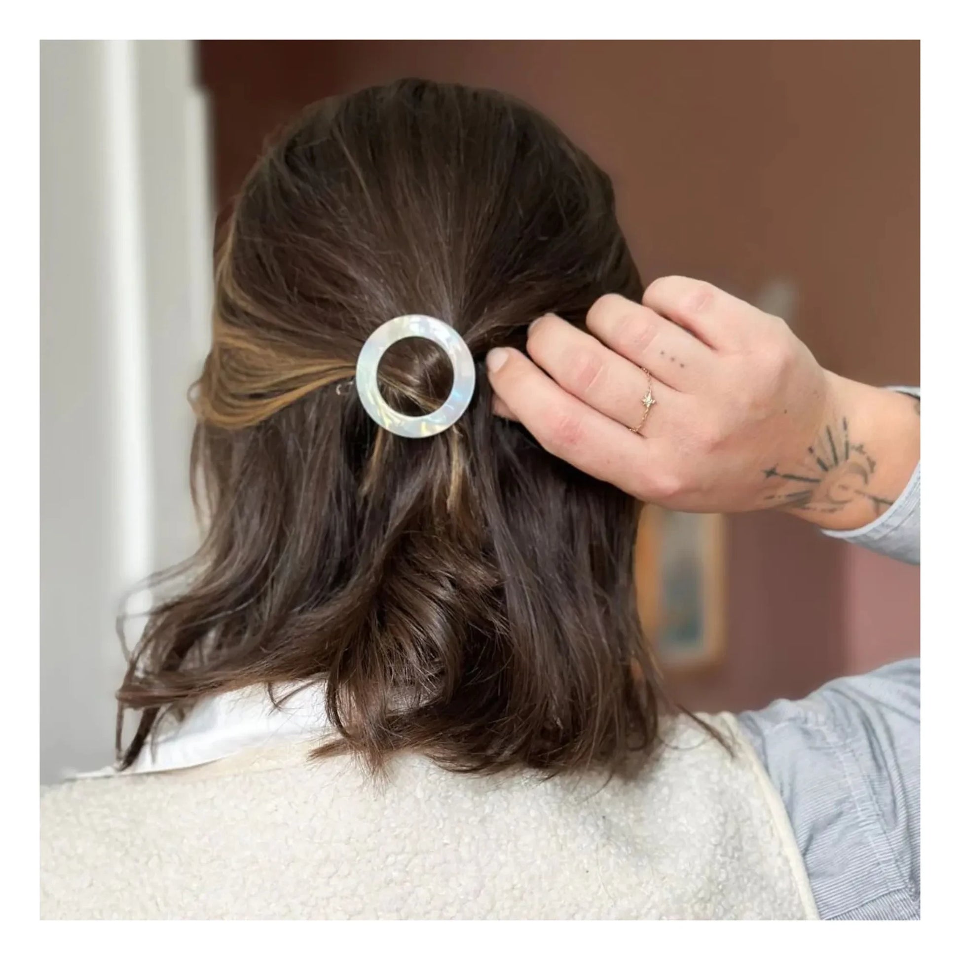 Bachca - Barette ronde Nacre