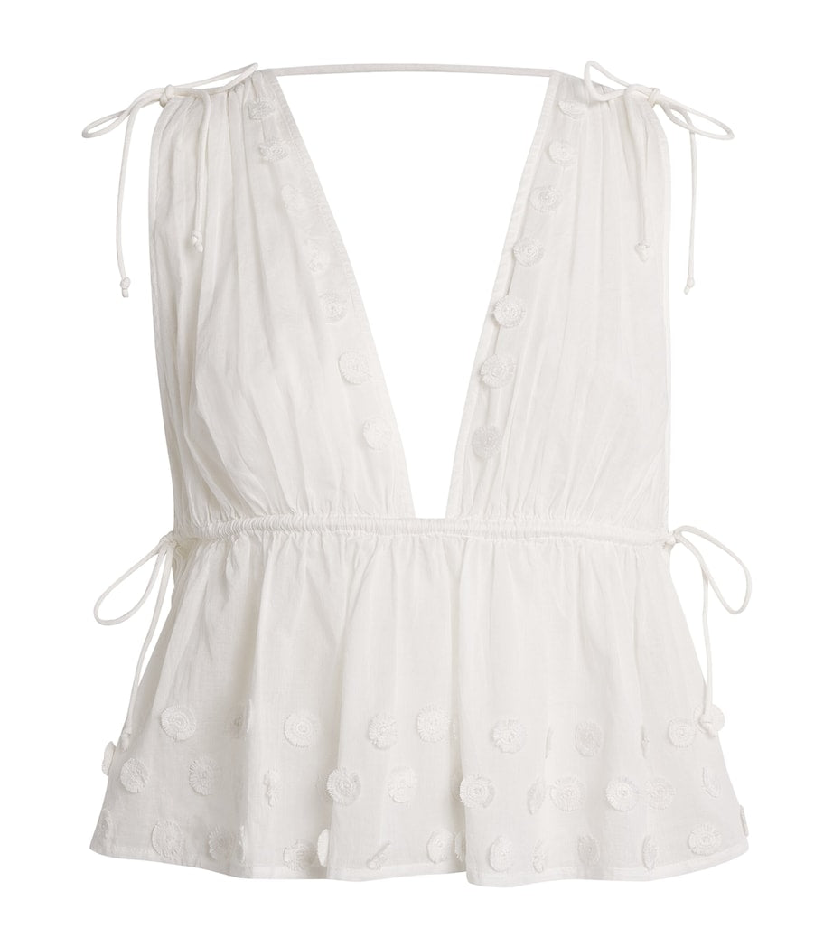 Ulla Johnson White Plunge-Neck Anya Top
