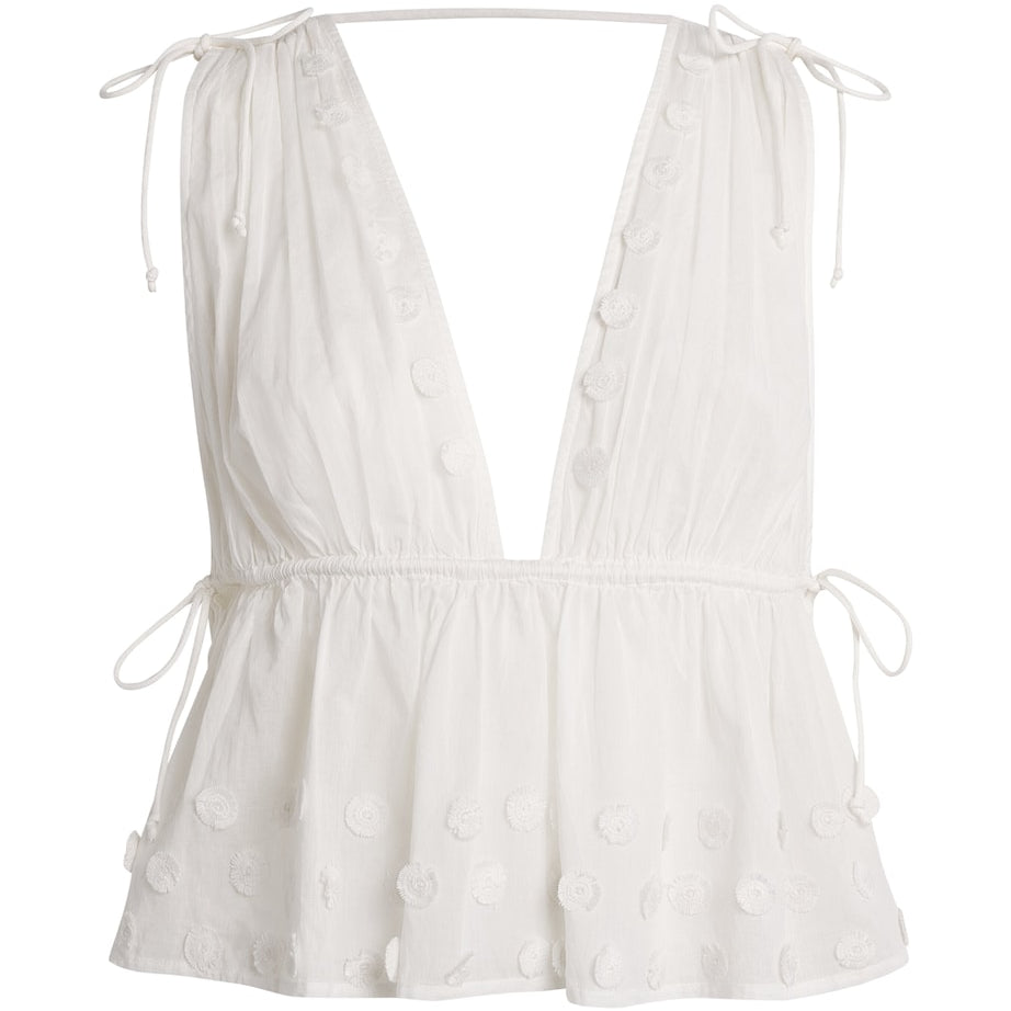 Ulla Johnson White Plunge-Neck Anya Top