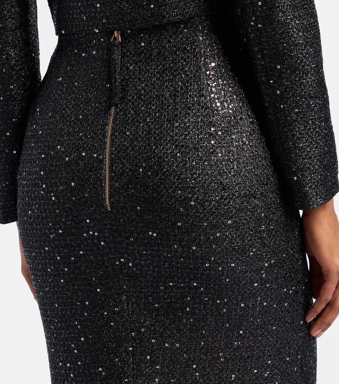 Carolina Herrera - Sequined lamé tweed pencil skirt