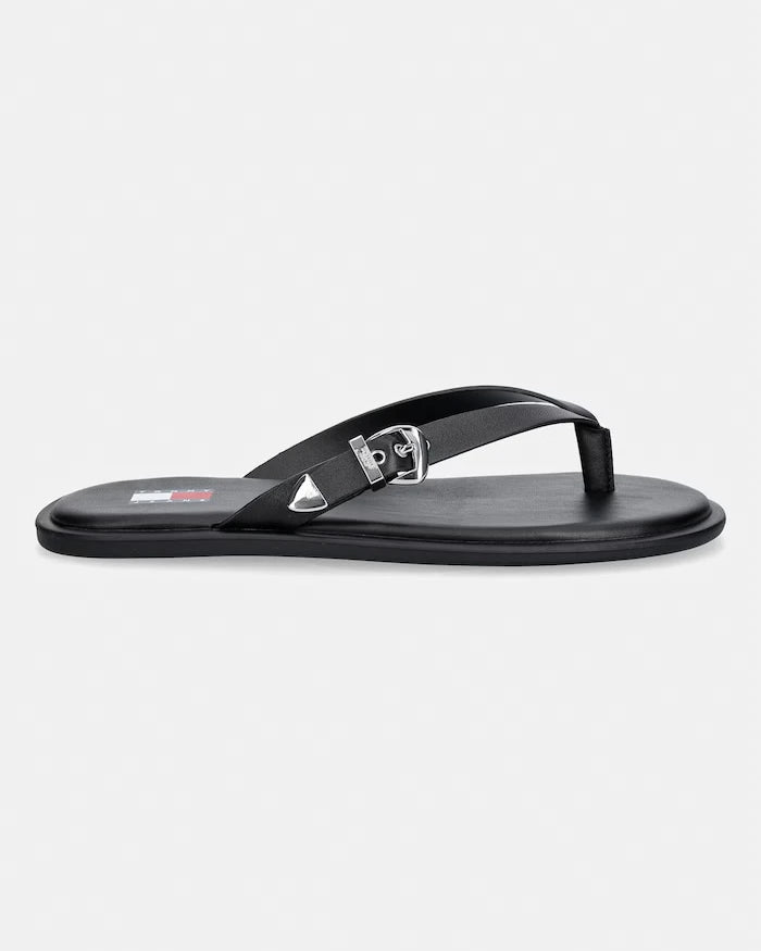 Tommy Jeans джапанки дамски от кожа TJW FLAT LEATHER SANDALS