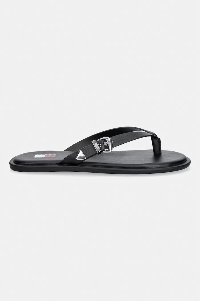 Tommy Jeans Kadın Deri Parmak Arası Terlik TJW FLAT LEATHER SANDALS