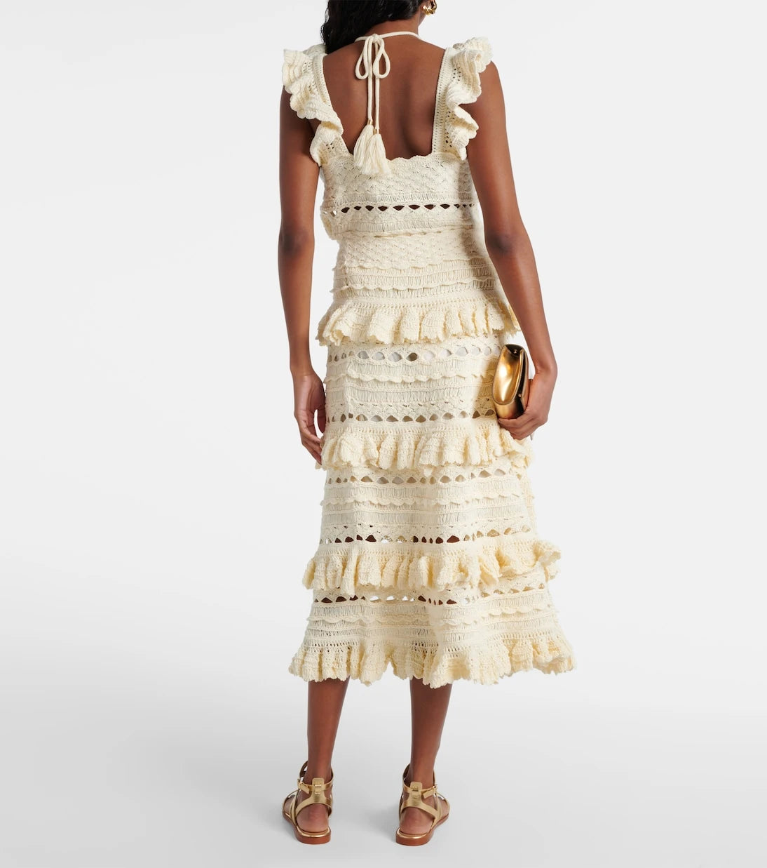 Zimmermann - Waverly ruffled crochet midi skirt