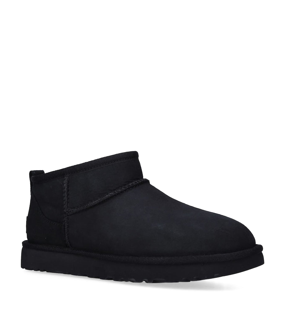 UGG Black Suede Classic Ultra Mini Boots